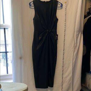 Express Black Ruched Wrap Midi Dress